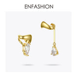 Asymmetric Water Droplets Crystal Ear Cuff Clip On Earrings
