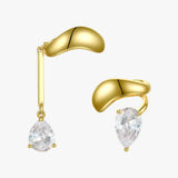 Asymmetric Water Droplets Crystal Ear Cuff Clip On Earrings