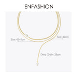 Boho Double Chain Choker Necklace Stainless Steel Holiday Necklaces