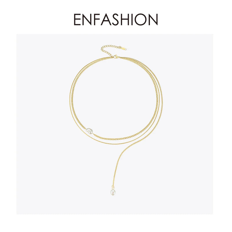 Boho Double Chain Choker Necklace Stainless Steel Holiday Necklaces