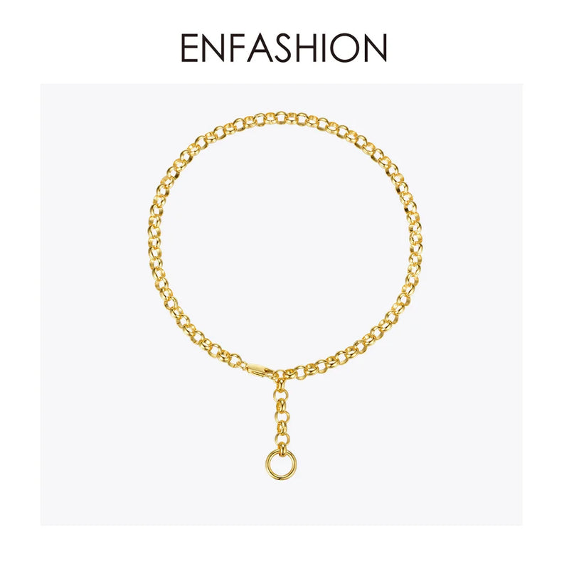 Bunch Circle Chain Choker Necklace Stainless Steel Pendant