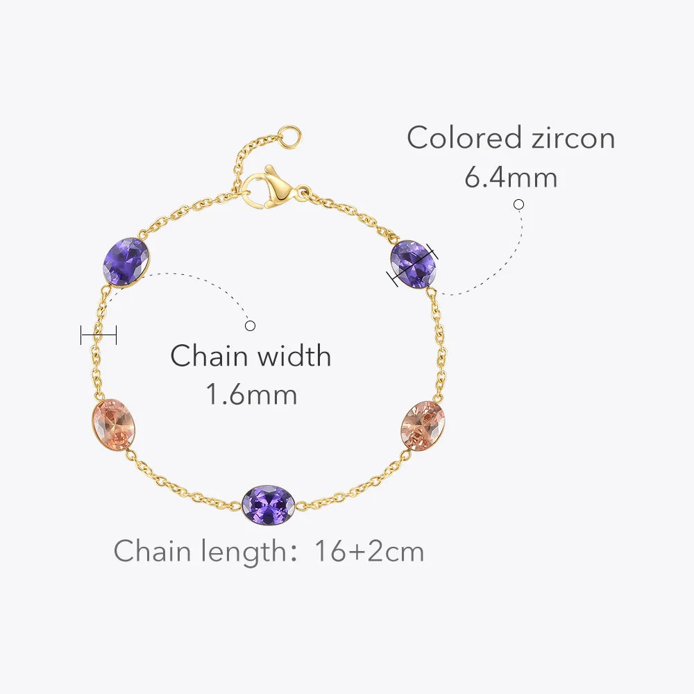 Colorful Stone Bracelet Stainless Steel Charms