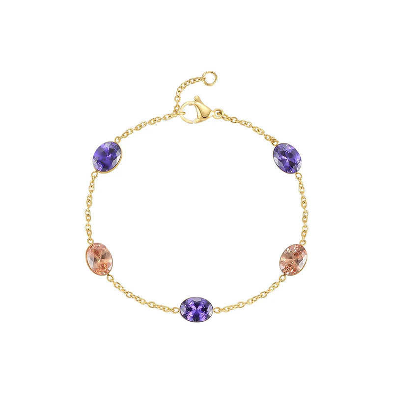 Colorful Stone Bracelet Stainless Steel Charms