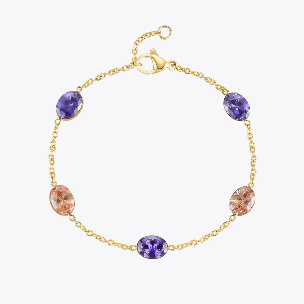 Colorful Stone Bracelet Stainless Steel Charms