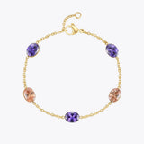 Colorful Stone Bracelet Stainless Steel Charms