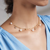 Crystal Pearl Necklace Women's Gift Stainless Steel Jewelry