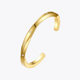 Sculptural Curved Twist Crystal Bangles Stainless Steel Bracelets B2162