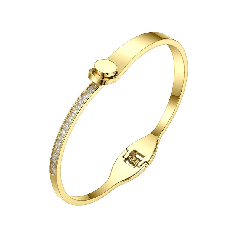 Stainless Steel Crystal Cuff Bracelets for Women B192037