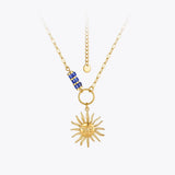 Embossing Sun Necklace Stainless Steel Jewelry