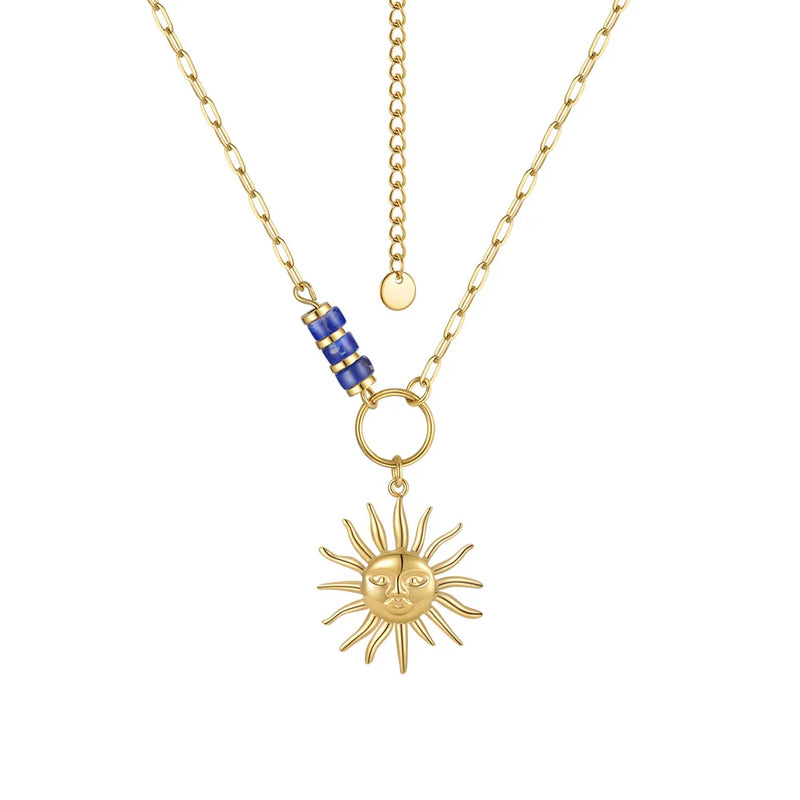 Embossing Sun Necklace Stainless Steel Jewelry