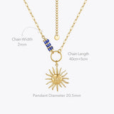 Embossing Sun Necklace Stainless Steel Jewelry
