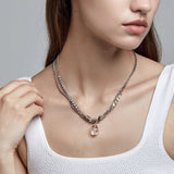 Glass Ball Pendant Necklace Women Stainless Steel Zircon Chain Collier Jewelry