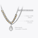 Glass Ball Pendant Necklace Women Stainless Steel Zircon Chain Collier Jewelry