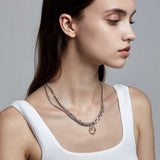 Glass Ball Pendant Necklace Women Stainless Steel Zircon Chain Collier Jewelry