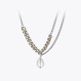 Glass Ball Pendant Necklace Women Stainless Steel Zircon Chain Collier Jewelry