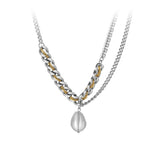 Glass Ball Pendant Necklace Women Stainless Steel Zircon Chain Collier Jewelry