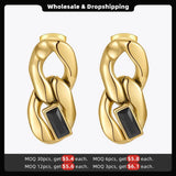 Goth Chain Drop Earrings Zircon Stainless Steel E211300