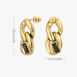 Goth Chain Drop Earrings Zircon Stainless Steel E211300