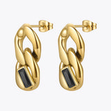 Goth Chain Drop Earrings Zircon Stainless Steel E211300