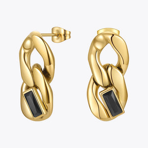 Goth Chain Drop Earrings Zircon Stainless Steel E211300