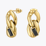 Goth Chain Drop Earrings Zircon Stainless Steel E211300