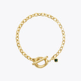 Green Stone Bracelet Stainless Steel Jewelry Women Gift B2247