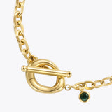 Green Stone Bracelet Stainless Steel Jewelry Women Gift B2247