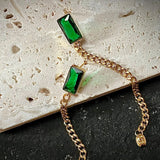 Green Stone Drop Earrings for Women Chain Dangle Earings E1194