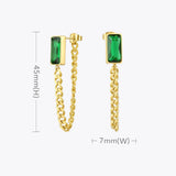 Green Stone Drop Earrings for Women Chain Dangle Earings E1194