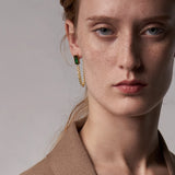 Green Stone Drop Earrings for Women Chain Dangle Earings E1194