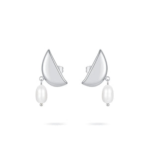 Half Moon Drop Earrings With Natural Pearl Earring For Women Gift Jewelry