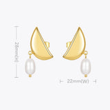 Half Moon Drop Earrings With Natural Pearl Earring For Women Gift Jewelry