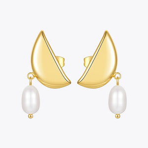 Half Moon Drop Earrings With Natural Pearl Earring For Women Gift Jewelry