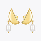 Half Moon Drop Earrings With Natural Pearl Earring For Women Gift Jewelry