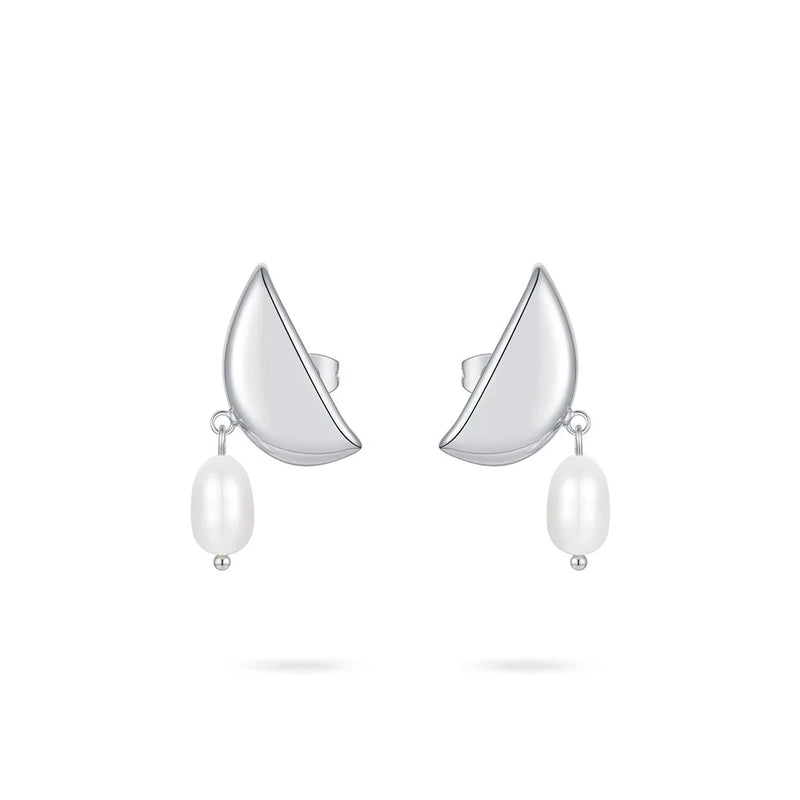 Half Moon Drop Earrings With Natural Pearl Earring For Women Gift Jewelry