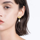 Half Moon Drop Earrings With Natural Pearl Earring For Women Gift Jewelry