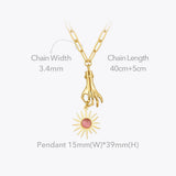 Sun Pendant Necklace for Women Stainless Steel Collar