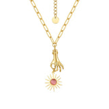 Sun Pendant Necklace for Women Stainless Steel Collar