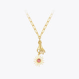 Sun Pendant Necklace for Women Stainless Steel Collar