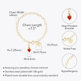 Heart Pendant Bracelet Stainless Steel Jewelry Birthday