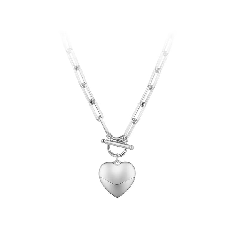Heart Pendant Choker Necklace Stainless Steel for Women