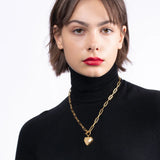 Heart Pendant Choker Necklace Stainless Steel for Women