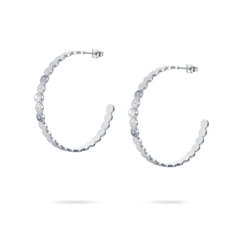 Hollow Star Dot Hoop Earrings Stainless Steel Aretes E1248