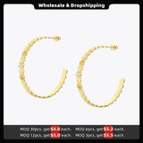 Hollow Star Dot Hoop Earrings Stainless Steel Aretes E1248