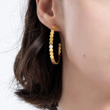 Hollow Star Dot Hoop Earrings Stainless Steel Aretes E1248