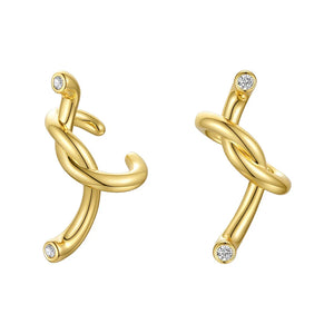 Irregular Knot Crystal Earcuff Earings Without Piercing Clip On Earrings