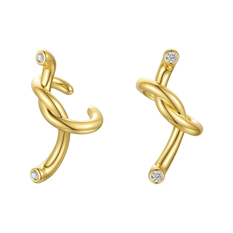 Irregular Knot Crystal Earcuff Earings Without Piercing Clip On Earrings