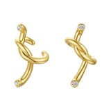 Irregular Knot Crystal Earcuff Earings Without Piercing Clip On Earrings