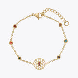 Colorful Zircons Bracelet Stainless Steel Peony Bracelet Jewelry