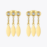 Leaf Tassel Earring Crystal Drop Earrings Stainless Steel Jewelry Gift